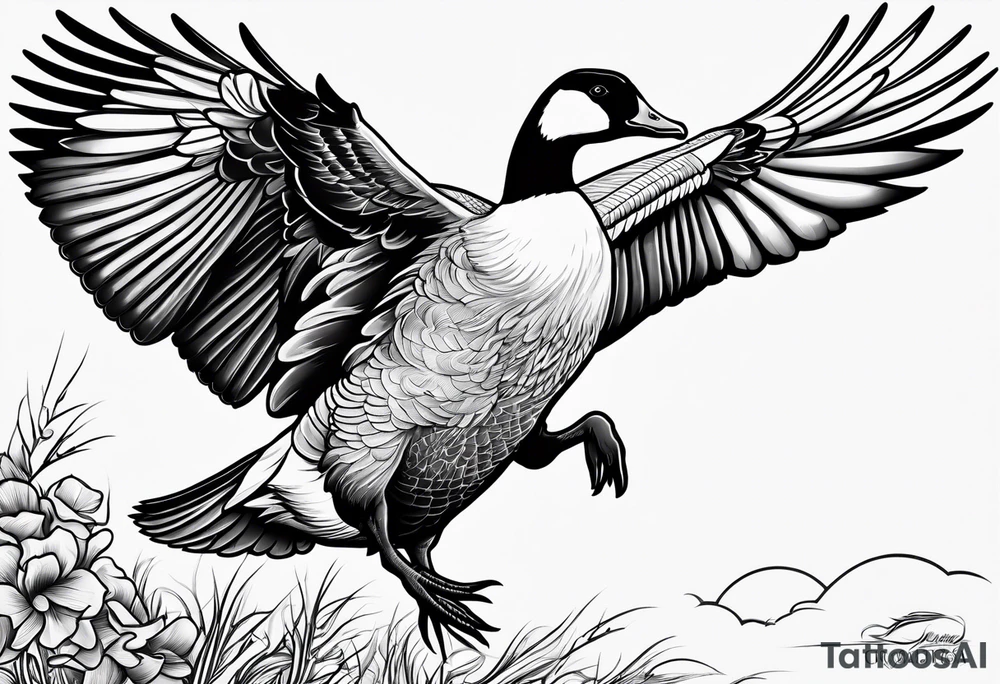 flying canadian goose tattoo idea