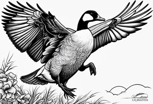 flying canadian goose tattoo idea