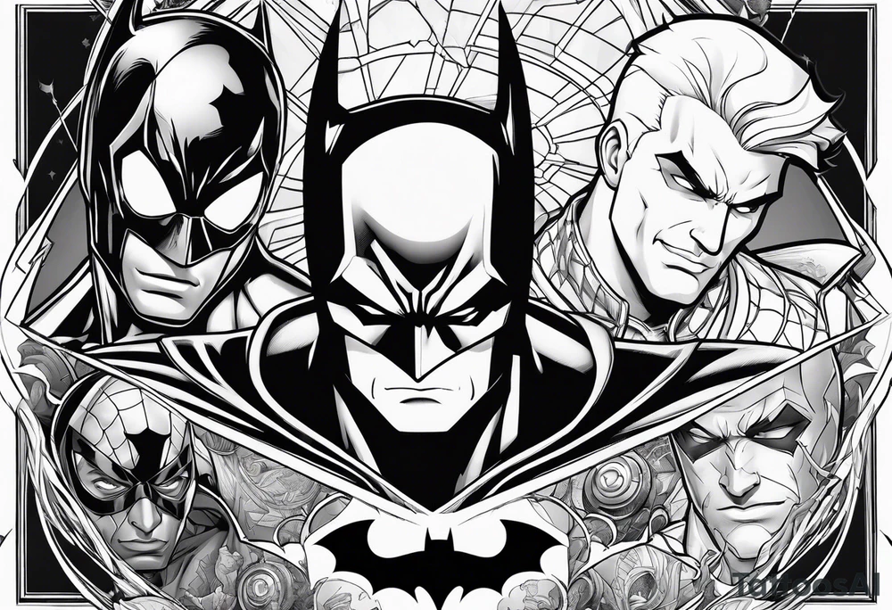 Batman Spider-Man and Danny phantom tattoo idea