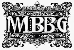letters: "MRBG" underlined, equally separated
simple, clear, plain, unadorned, no background tattoo idea