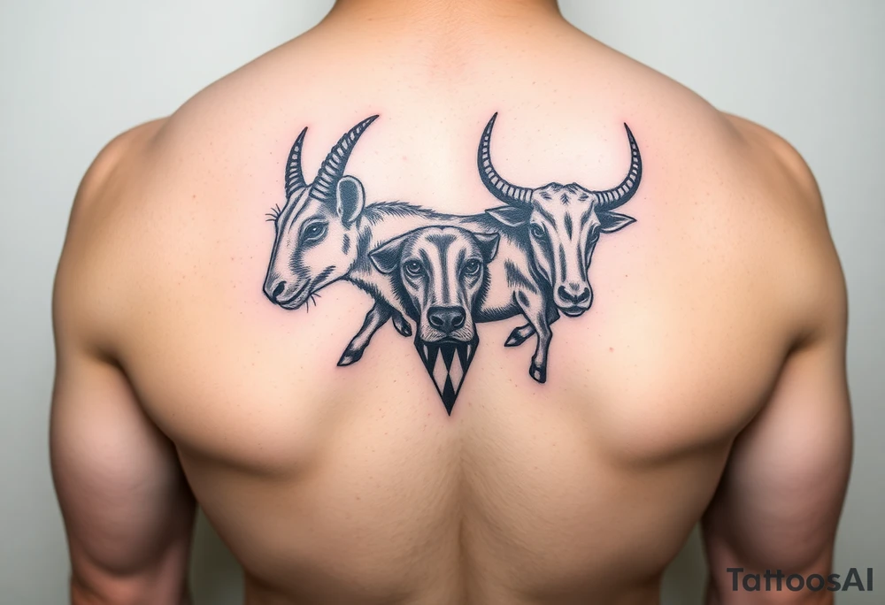 Rat, goat, dog, ox tattoo idea