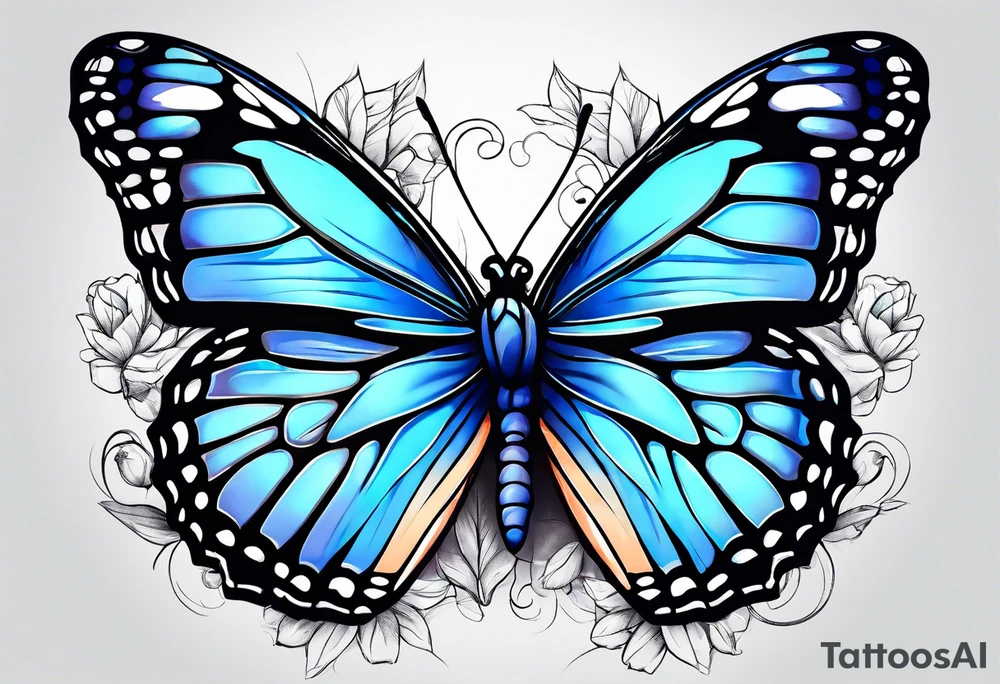 blue monarch butterflies tattoo idea
