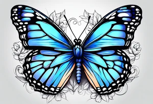 blue monarch butterflies tattoo idea