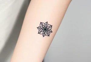 A minimalist black ink Flower of Life, centered on the forearm, with perfect geometric symmetry tattoo idea