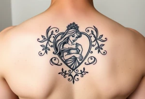 disney sleeping beauty princess in a decorative filigree heart tattoo idea