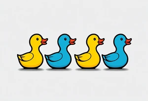 3 rubber ducks in a row side profile 

they are facing to the right tattoo idea