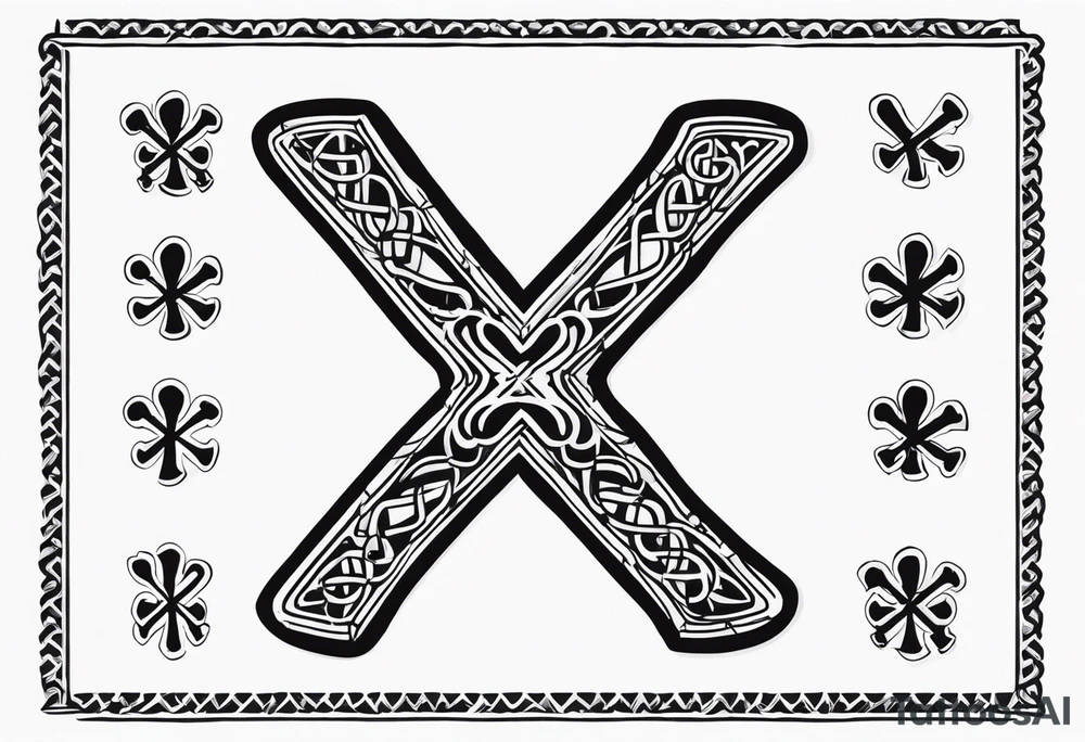 The name Drax but make the X crossed dog bones tattoo idea