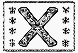 The name Drax but make the X crossed dog bones tattoo idea