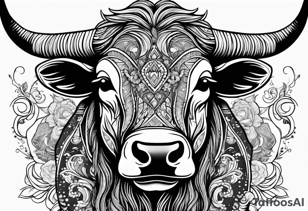a psychedelic bull tattoo idea