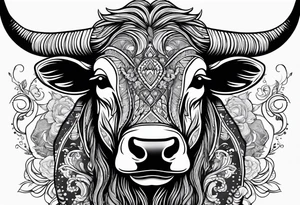 a psychedelic bull tattoo idea