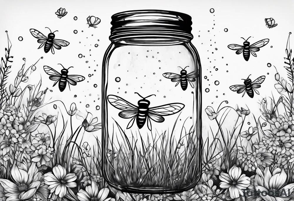 Mason jar with fireflies tattoo idea