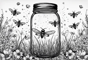 Mason jar with fireflies tattoo idea