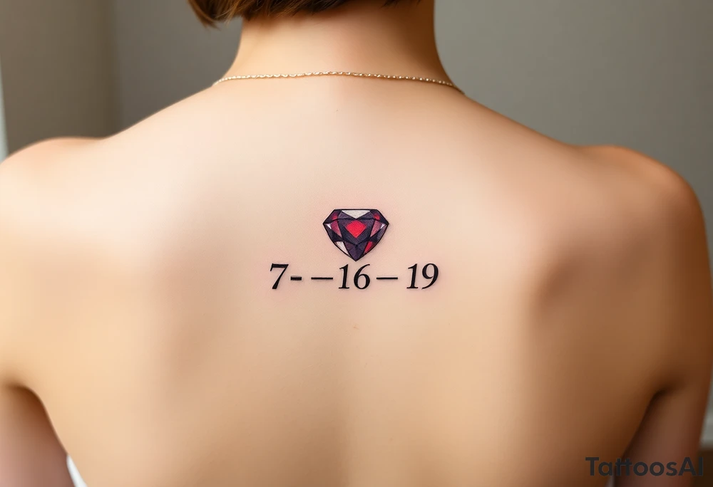Small Ruby gem and birthday 7-6-19 tattoo idea