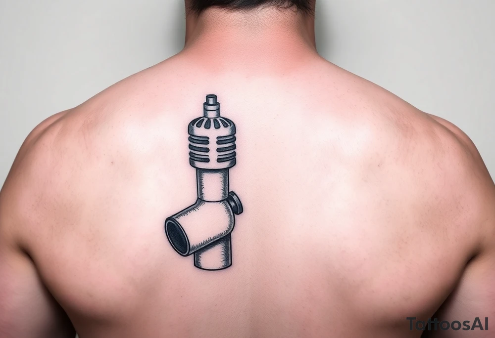 Upside-down microphone with a pipe bomb as the handle tattoo idea