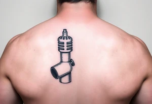 Upside-down microphone with a pipe bomb as the handle tattoo idea