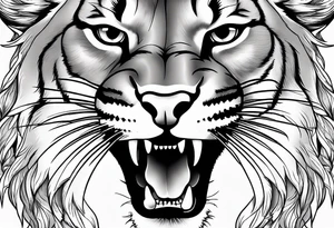 mountain lion face, teeth showing tattoo idea