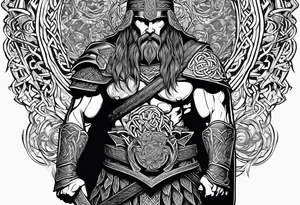Side profile 
 of Celtic warrior with weapons unsheathed tattoo idea