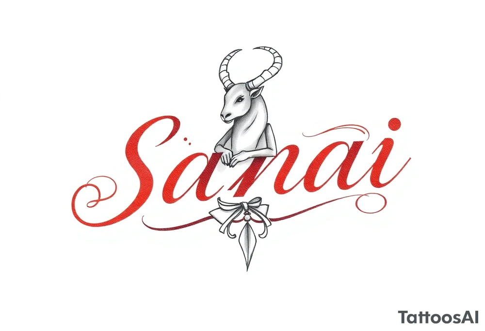 Sanai name tattoo with Capricorn ♑️ tattoo idea