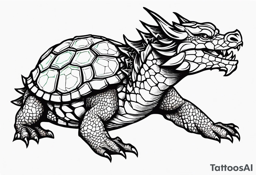 dragon with turtle shell tattoo idea