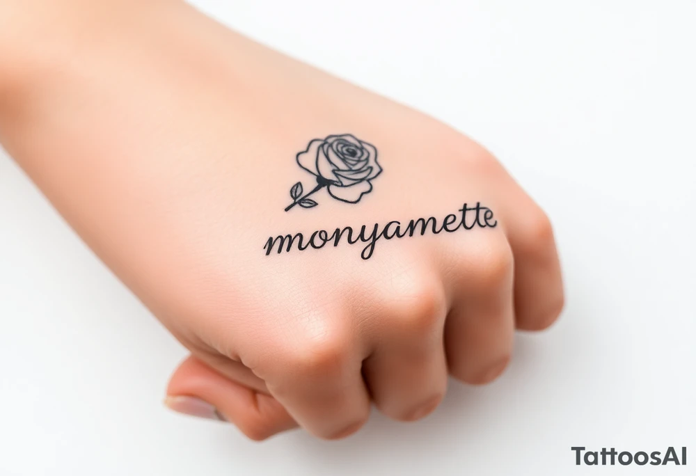 a rose seperate and a semicolon seperate from the name “monyanette” tattoo idea