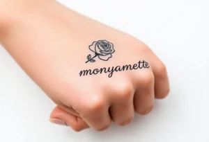 a rose seperate and a semicolon seperate from the name “monyanette” tattoo idea