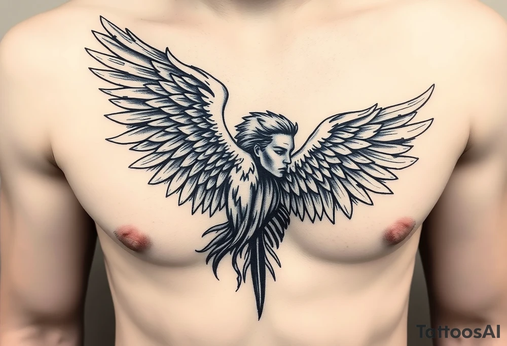 Elementos del diseño
1. Ángel realista
Estilo: Black & Grey, sombreado suave. tattoo idea