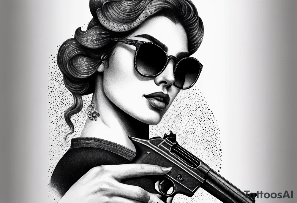 capricorn with sunglasses and shotgun tattoo idea