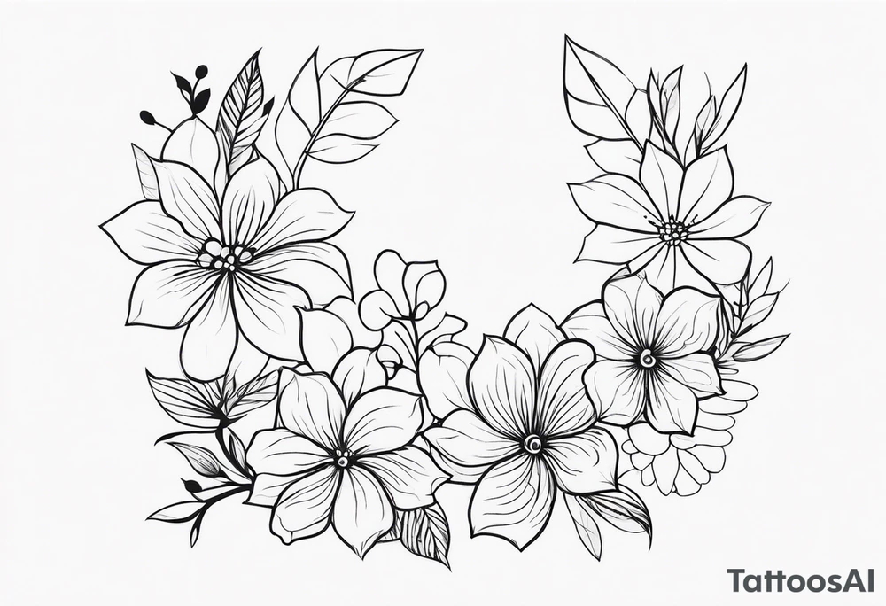 fine line, small flowers, tribal tattoo idea