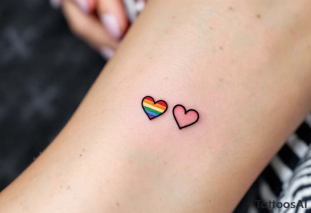 Tiny rainbow hearts behind each ear to honor love in every shade. tattoo idea
