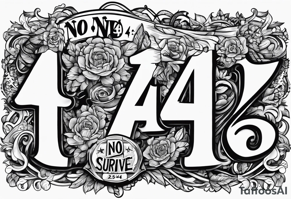 The number 44, around it the text “no one survive” tattoo idea