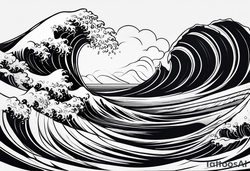 Ocean wave as a single line tattoo idea