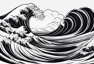 Ocean wave as a single line tattoo idea