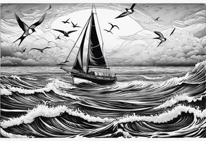 Swallows, sail boat, the ocean tattoo idea