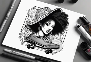 Black woman skateboarding tattoo idea