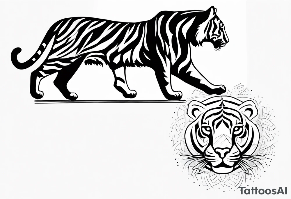 Memorial piece including a tiger on forearm.
Make a place for lettering on top and bottom tattoo idea