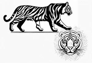 Memorial piece including a tiger on forearm.
Make a place for lettering on top and bottom tattoo idea