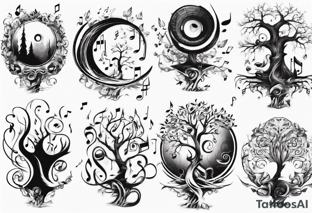music speaker note tree staff tattoo idea