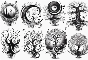 music speaker note tree staff tattoo idea