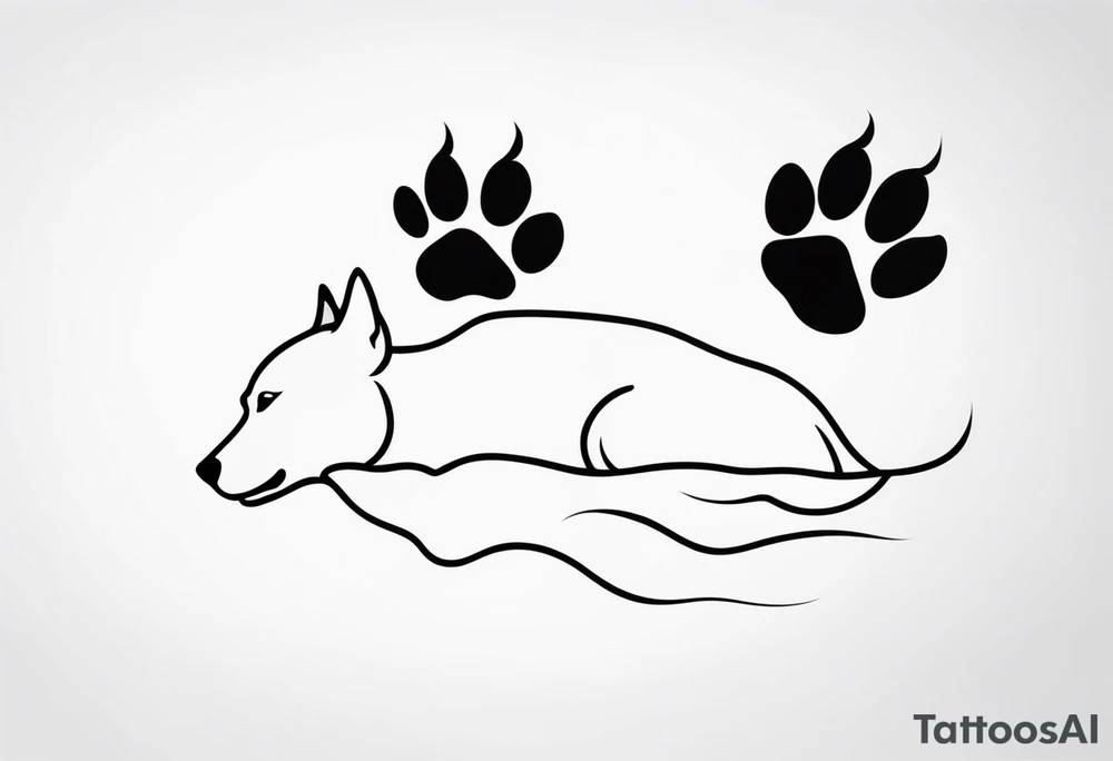 DOG AND Paw Print tattoo idea
