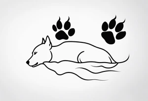 DOG AND Paw Print tattoo idea