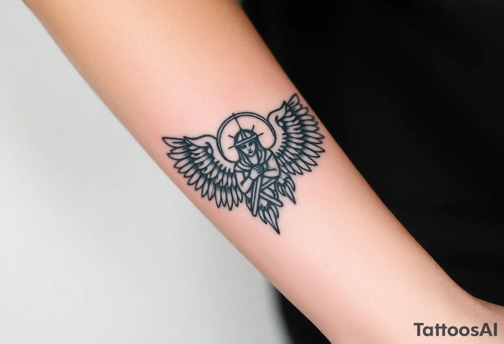 Powerful archangel, warrior, holy angel army tattoo idea