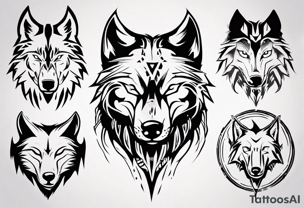 wolf head tattoo idea
