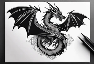 Dragon made out of paper tattoo idea