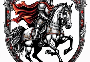 Templer knight on horse with sword an shield tattoo idea