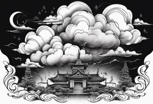 black smoke and clouds tattoo idea