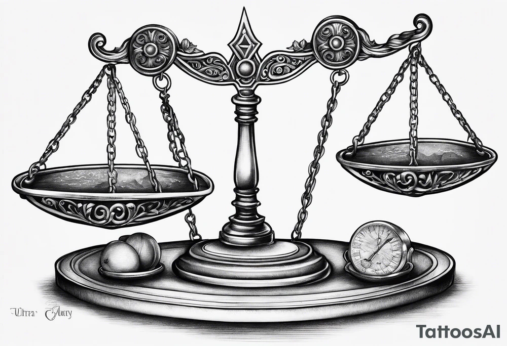 Libra scales with Gemini and Taurus symbols on the scales tattoo idea