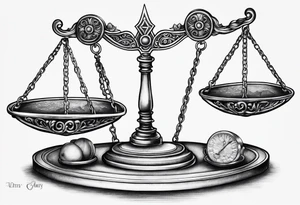 Libra scales with Gemini and Taurus symbols on the scales tattoo idea
