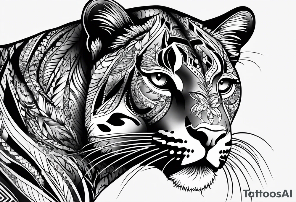psychadelic panther face tattoo idea