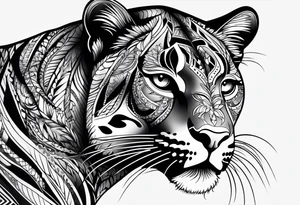 psychadelic panther face tattoo idea