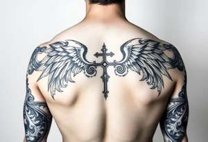 Full sleeve with Sicilian and tribal aesthetics tattoo idea